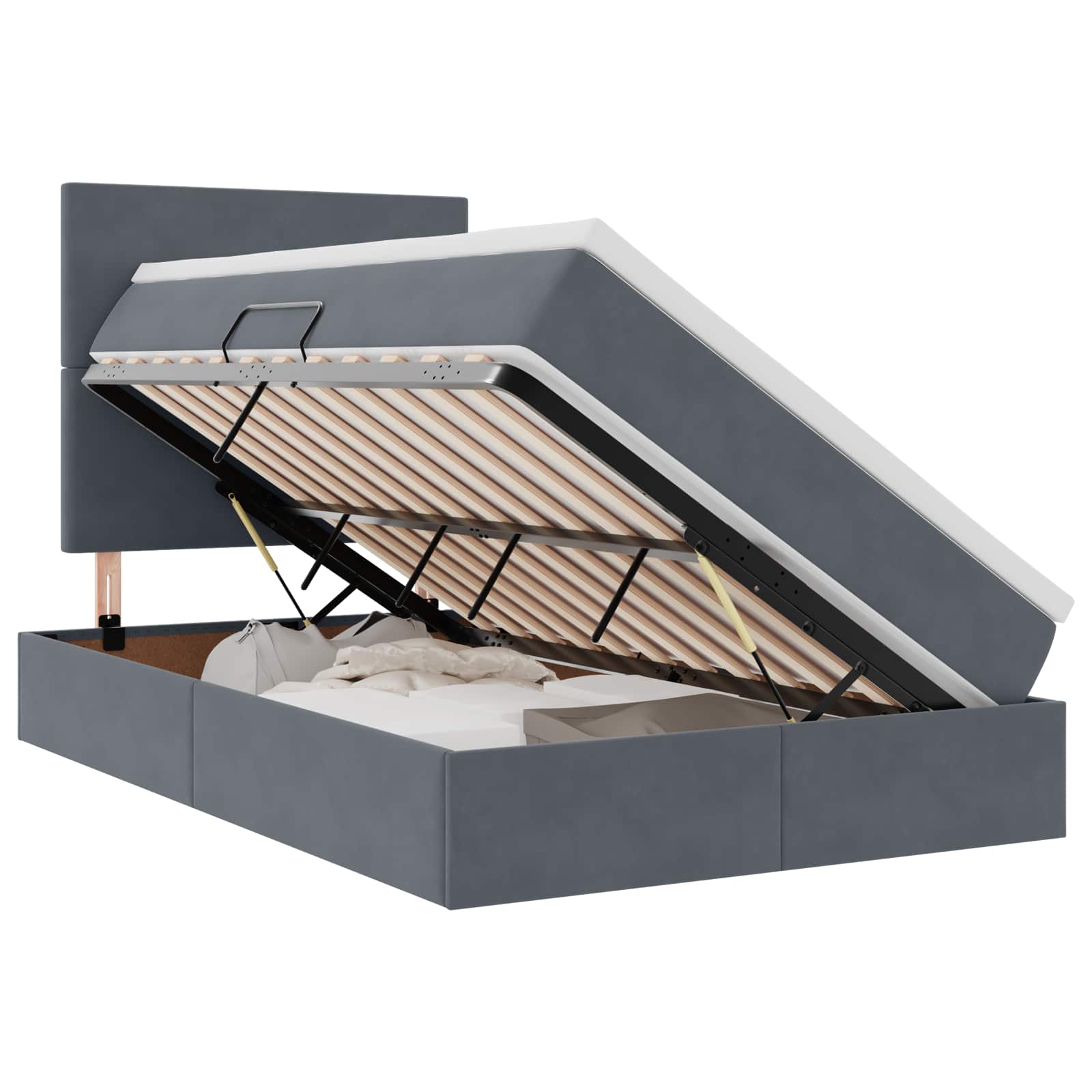 Lit avec rangement et matelas Gris foncé 120 x 200 cm Velours - XIOS