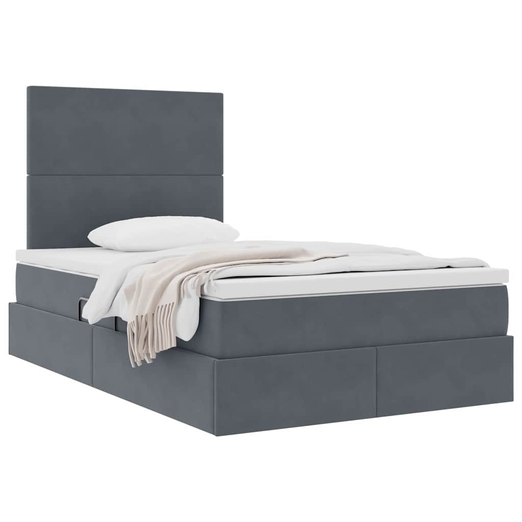 Lit avec rangement et matelas Gris foncé 120 x 200 cm Velours - XIOS