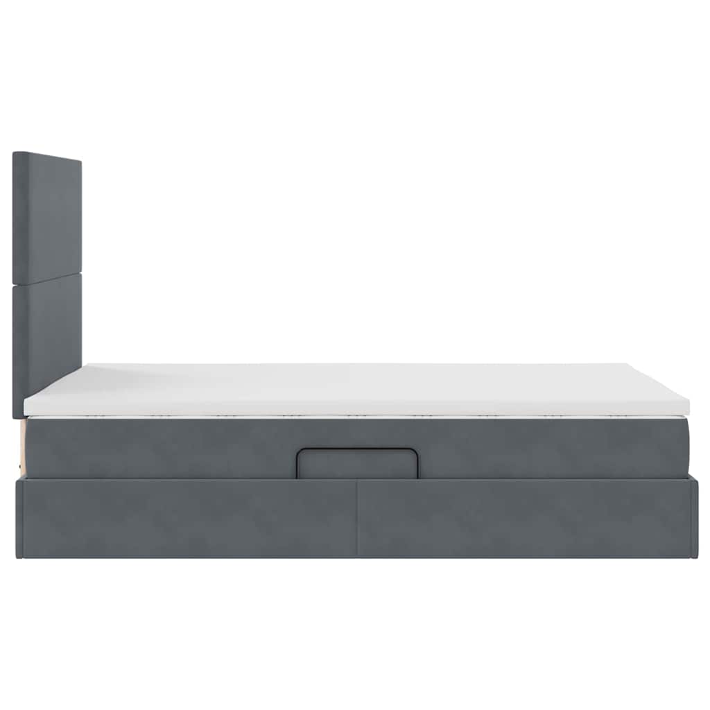 Lit avec rangement et matelas Gris foncé 120 x 200 cm Velours - XIOS
