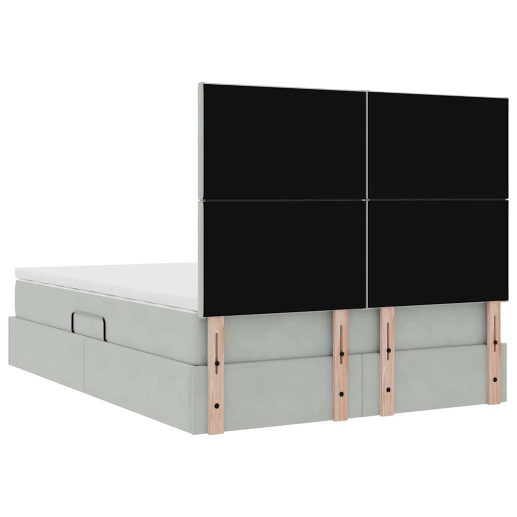 Lit avec rangement et matelas Gris clair 140 x 190 cm Velours - XIOS