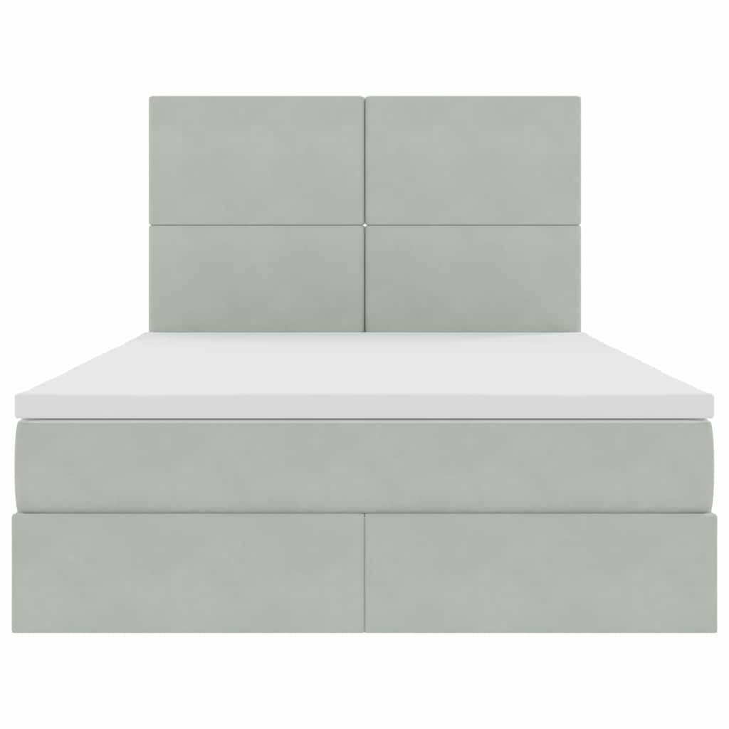 Lit avec rangement et matelas Gris clair 140 x 190 cm Velours - XIOS