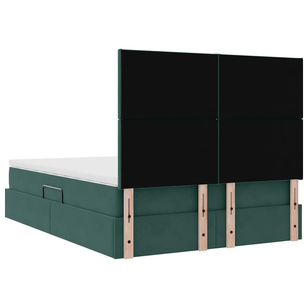 Lit avec rangement et matelas Vert foncé 140 x 190 cm Velours - XIOS