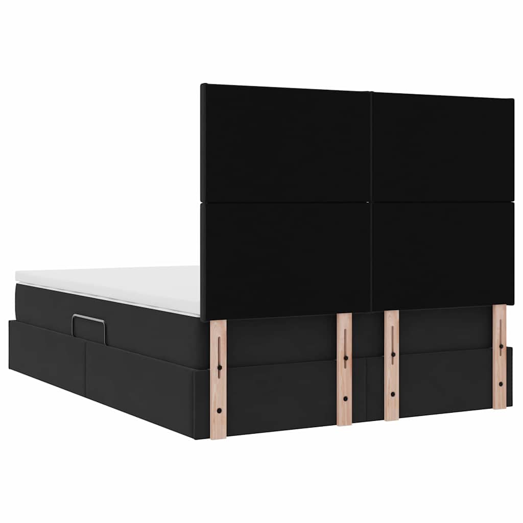 Lit avec rangement et matelas Noir 140 x 200 cm Velours - XIOS