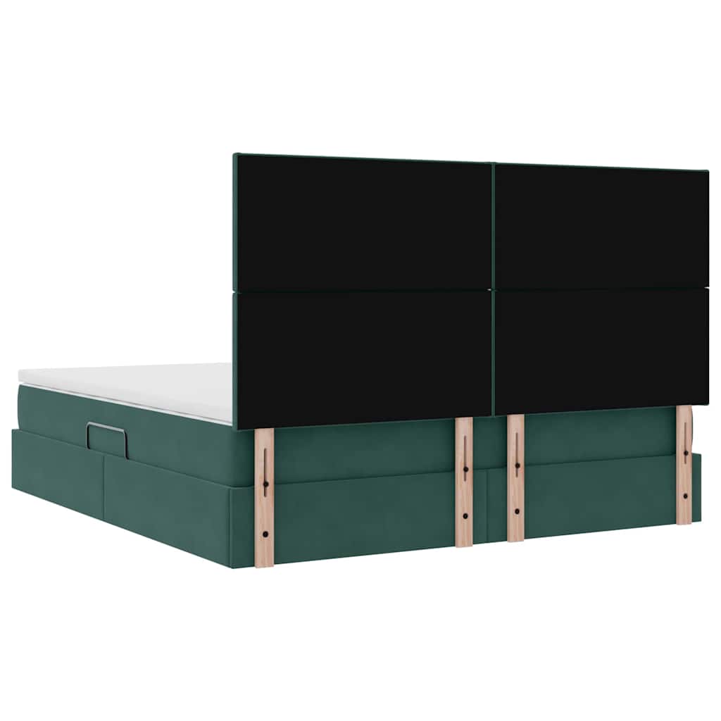 Lit avec rangement et matelas Vert foncé 160 x 200 cm Velours - XIOS