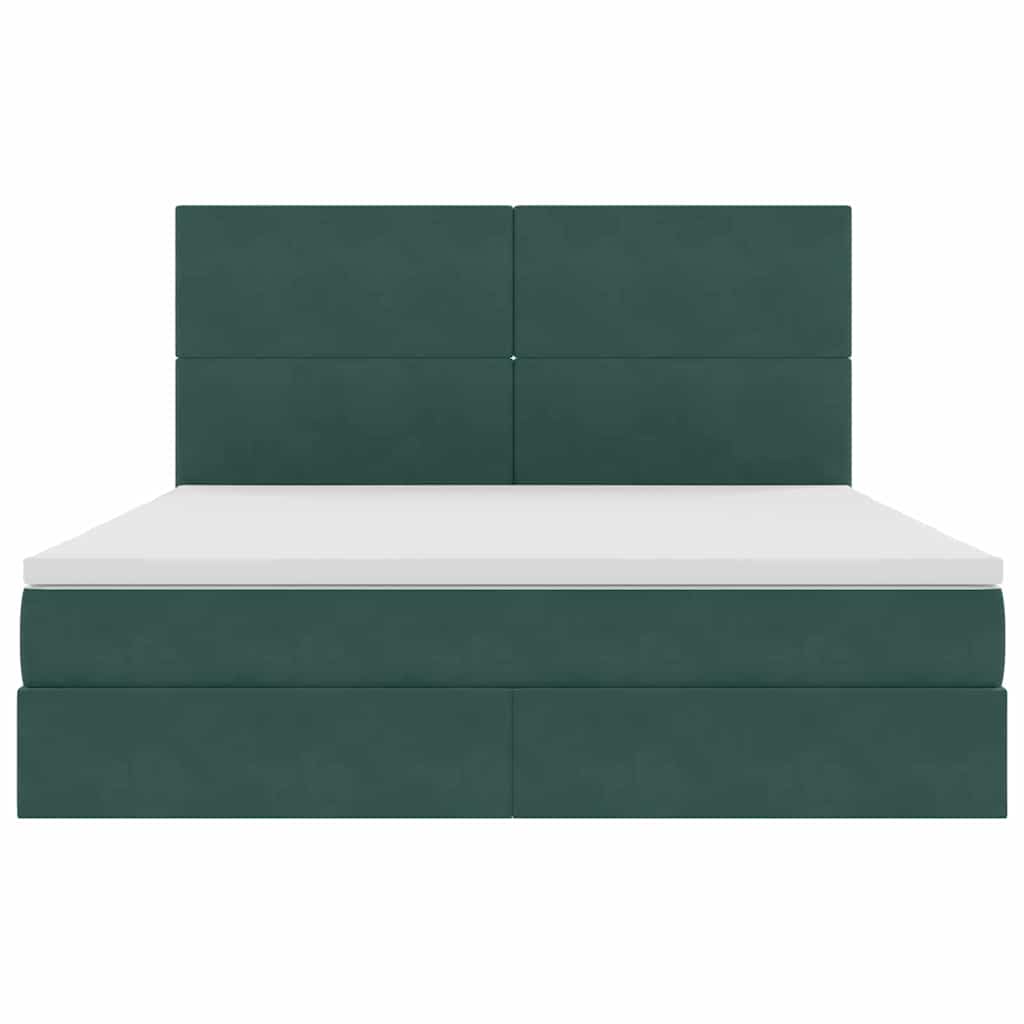 Lit avec rangement et matelas Vert foncé 160 x 200 cm Velours - XIOS