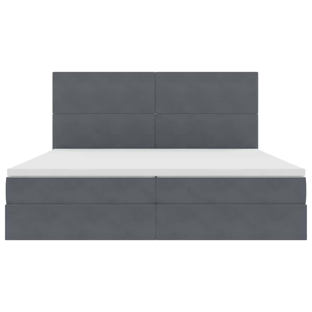 Lit avec rangement et matelas Gris foncé 200 x 200 cm Velours - XIOS