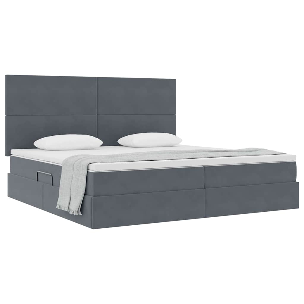Lit avec rangement et matelas Gris foncé 200 x 200 cm Velours - XIOS