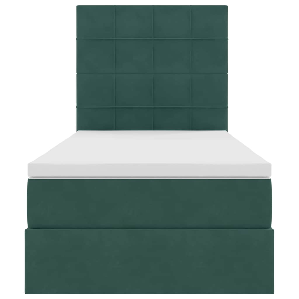 Lit avec rangement et matelas Vert foncé 90 x 190 cm Velours - XIOS