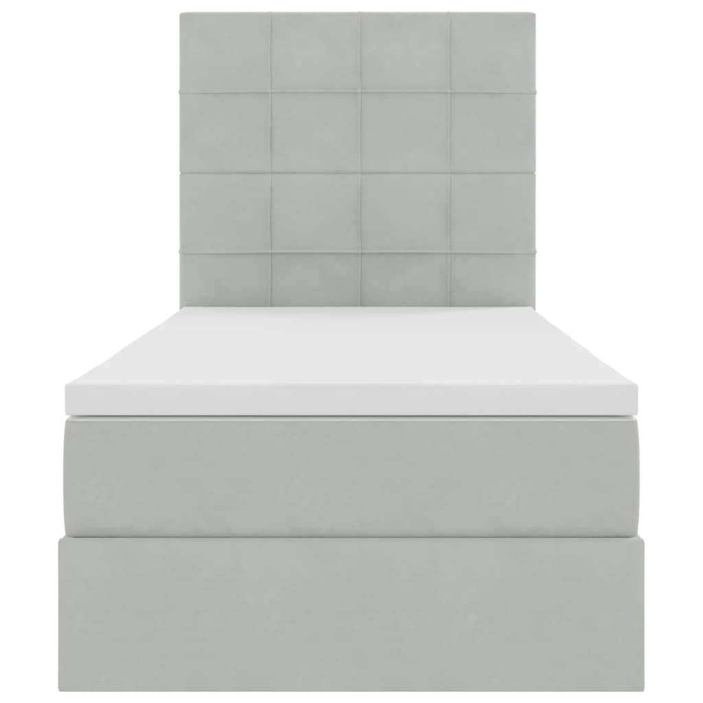 Lit avec rangement et matelas Gris clair 90 x 200 cm Velours - XIOS