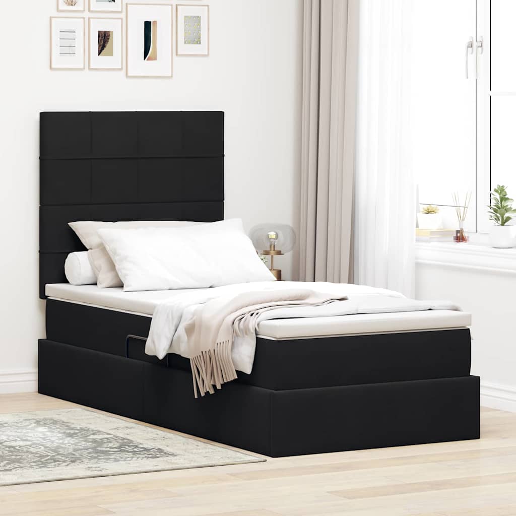 Lit avec rangement et matelas Noir 90 x 200 cm Velours - XIOS