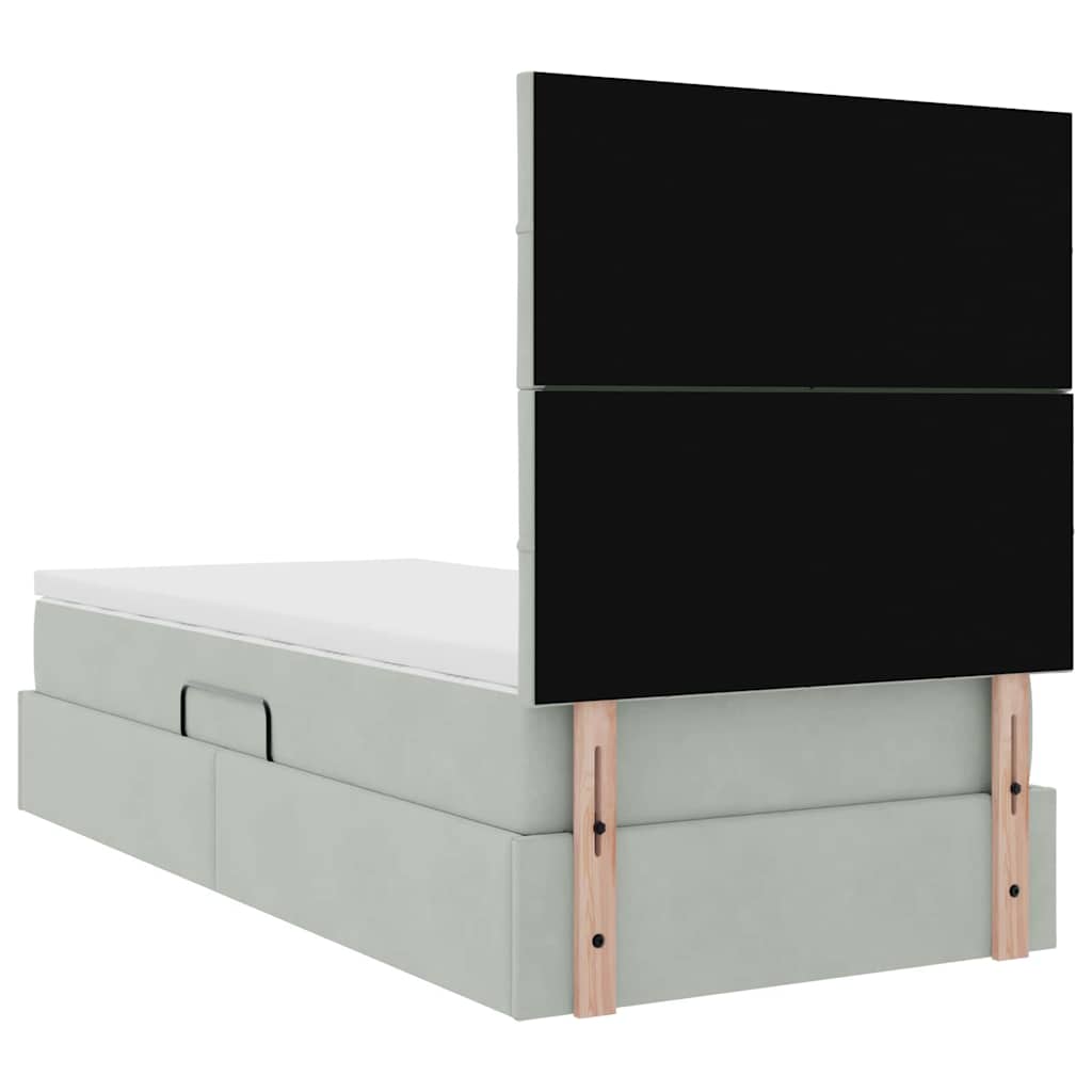 Lit avec rangement et matelas Gris clair 100 x 200 cm Velours - XIOS