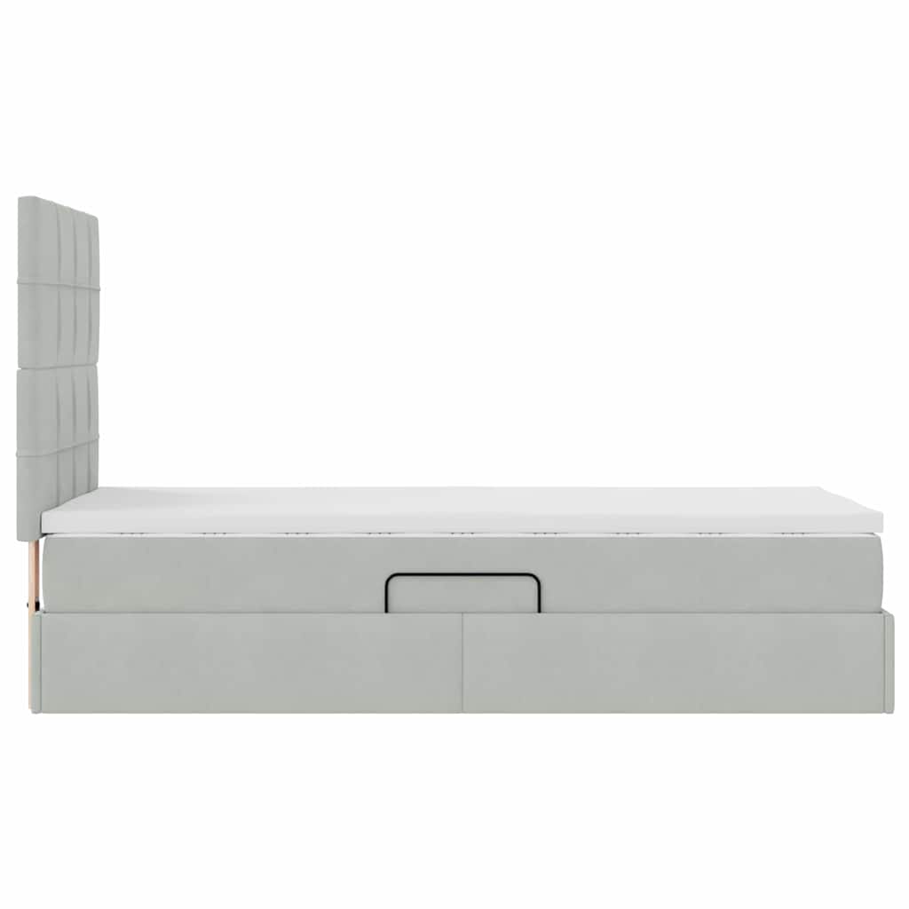 Lit avec rangement et matelas Gris clair 100 x 200 cm Velours - XIOS