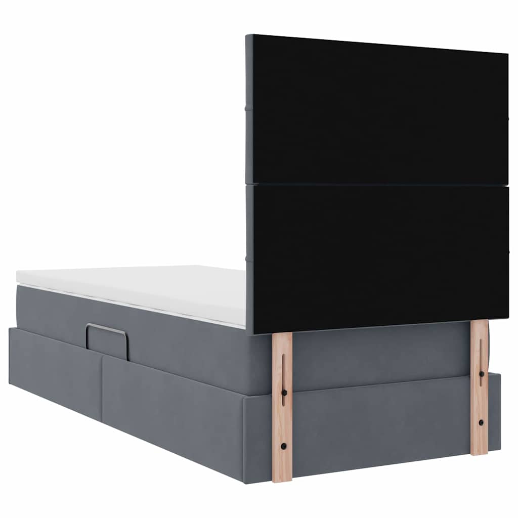 Lit avec rangement et matelas Gris foncé 100 x 200 cm Velours - XIOS