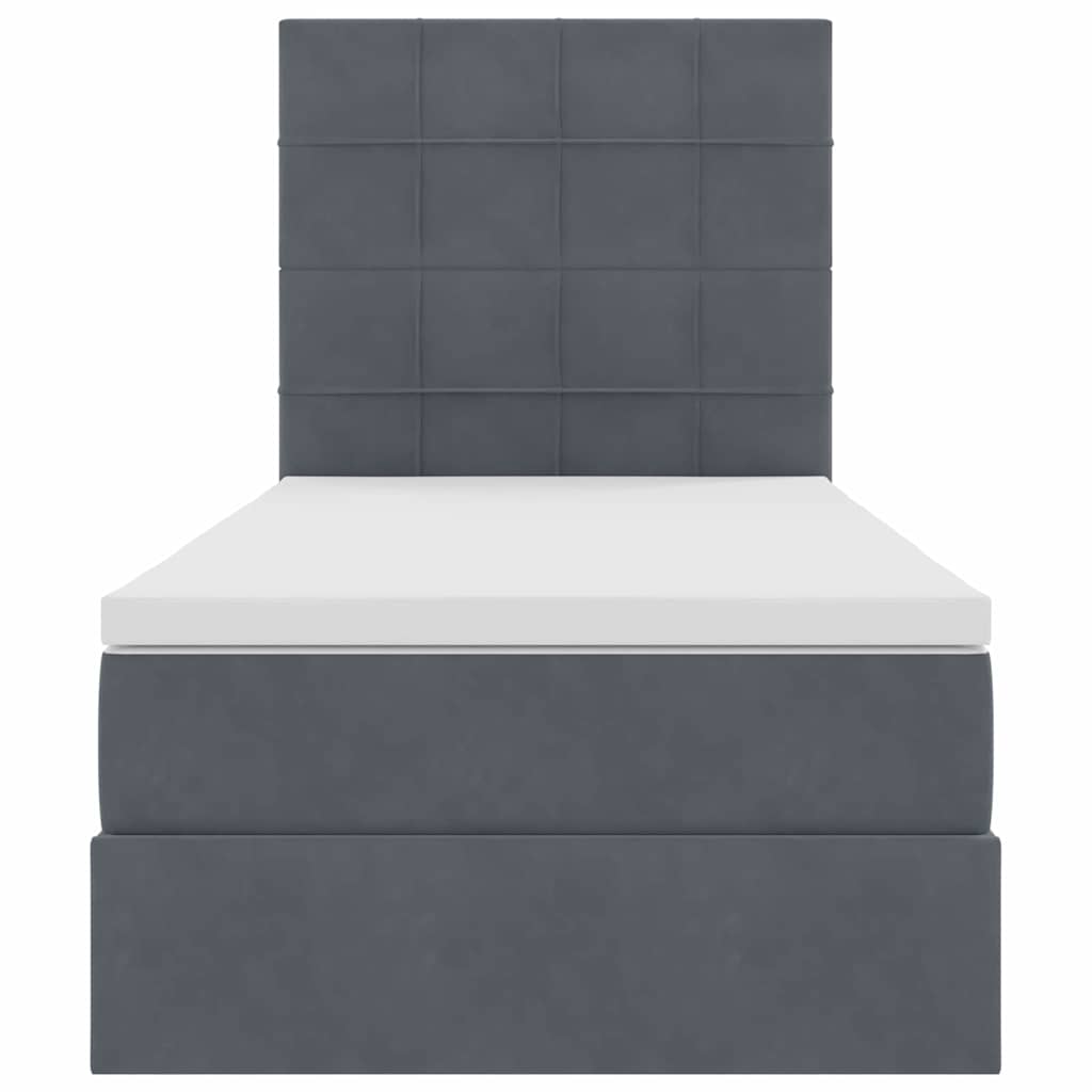 Lit avec rangement et matelas Gris foncé 100 x 200 cm Velours - XIOS