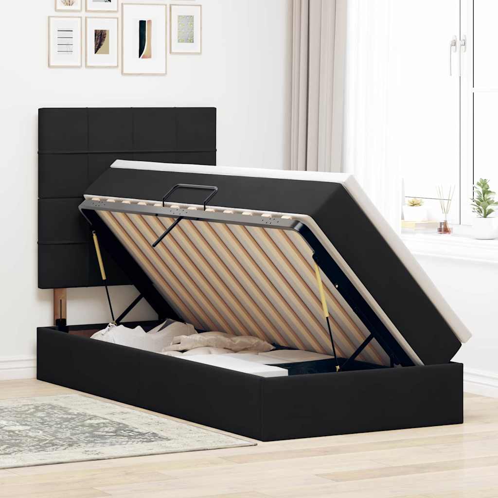 Lit avec rangement et matelas Noir 100 x 200 cm Velours - XIOS
