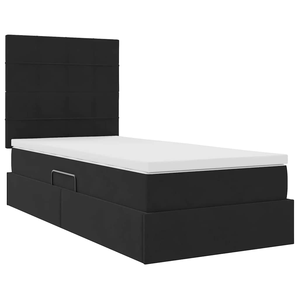 Lit avec rangement et matelas Noir 100 x 200 cm Velours - XIOS