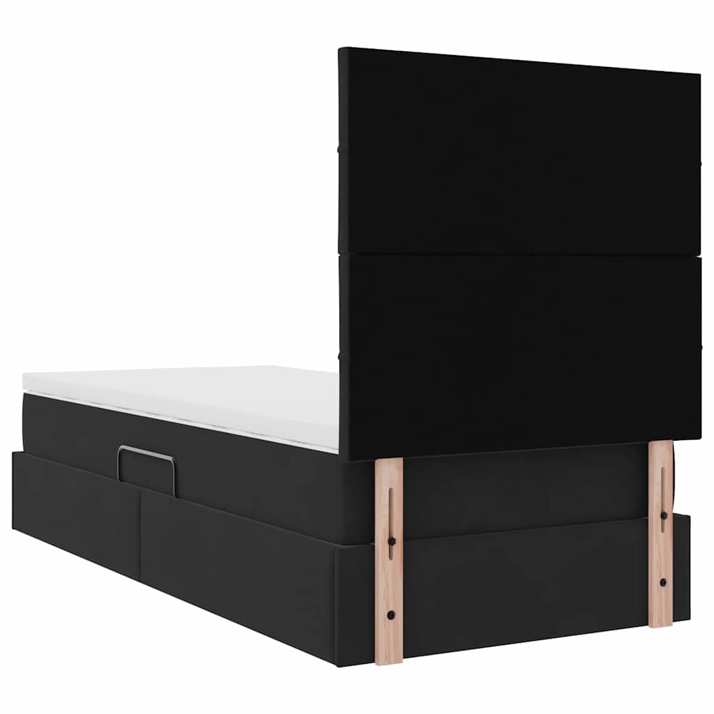 Lit avec rangement et matelas Noir 100 x 200 cm Velours - XIOS