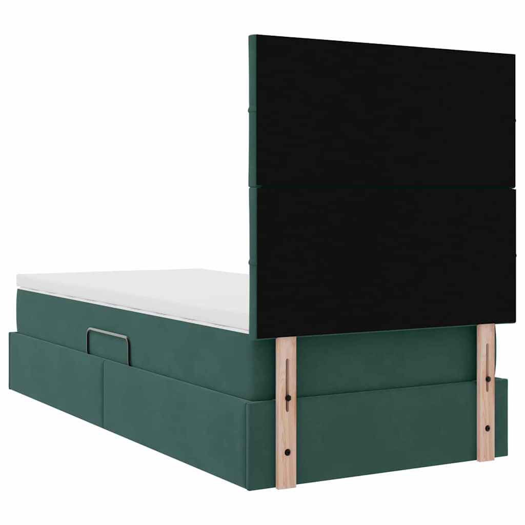 Lit avec rangement et matelas Vert foncé 100 x 200 cm Velours - XIOS