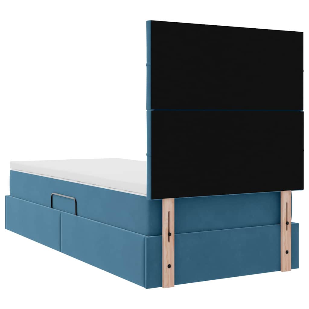 Lit avec rangement et matelas Bleu foncé 100 x 200 cm Velours - XIOS