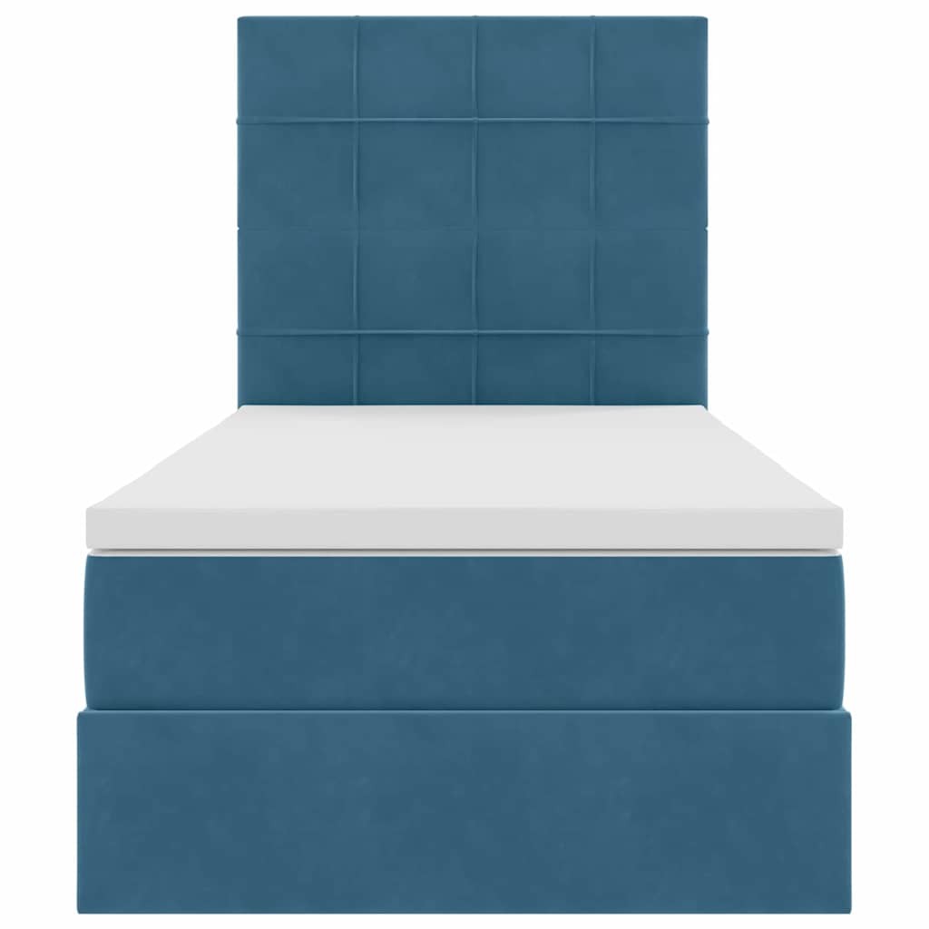 Lit avec rangement et matelas Bleu foncé 100 x 200 cm Velours - XIOS