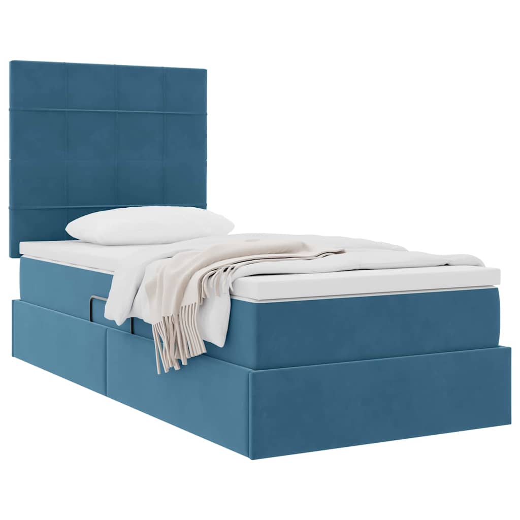 Lit avec rangement et matelas Bleu foncé 100 x 200 cm Velours - XIOS