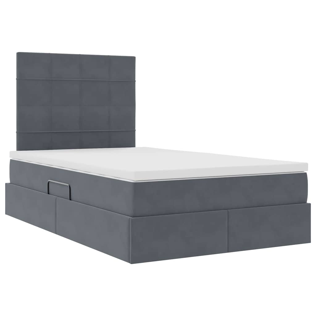Lit avec rangement et matelas Gris foncé 120 x 200 cm Velours - XIOS