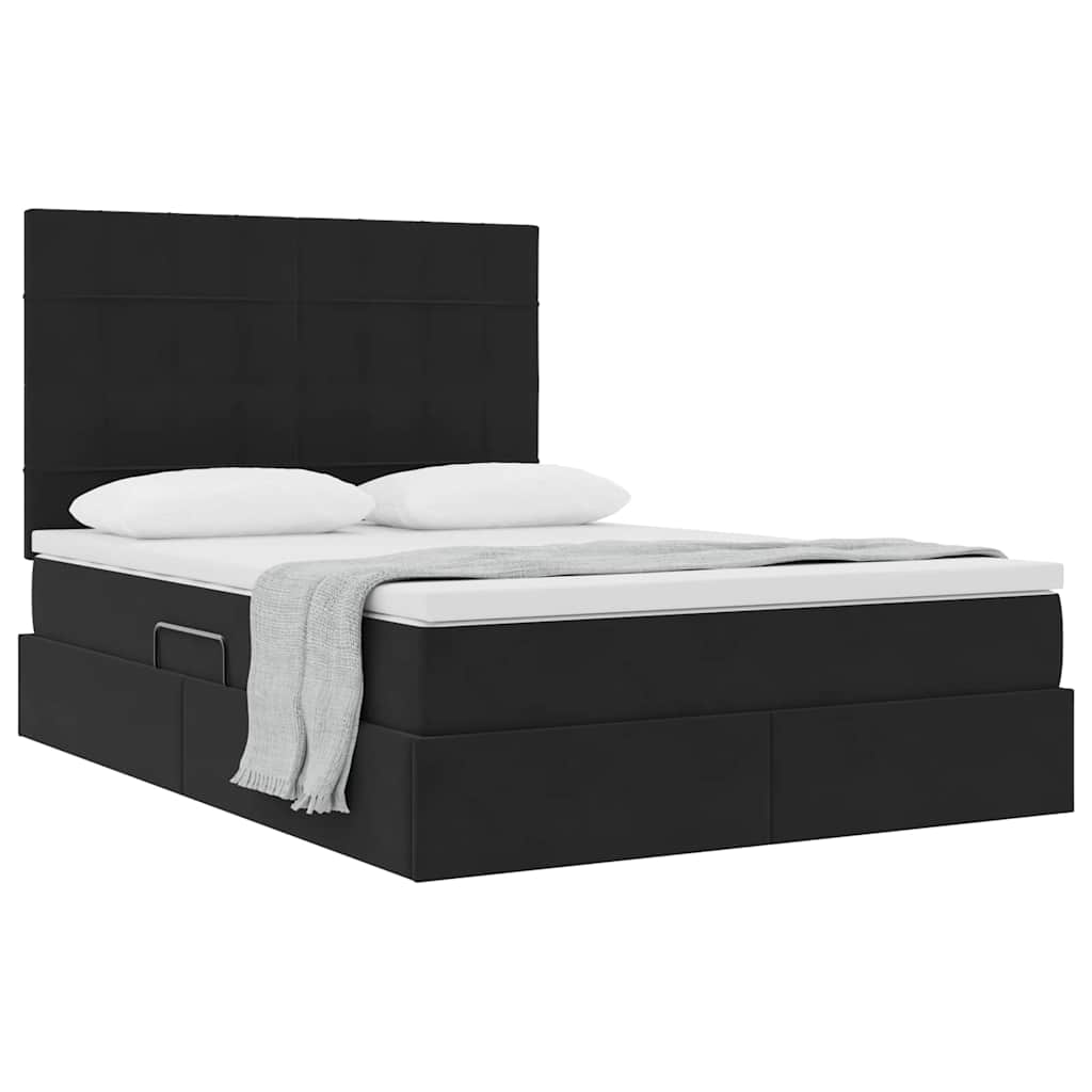 Lit avec rangement et matelas Noir 140 x 190 cm Velours - XIOS