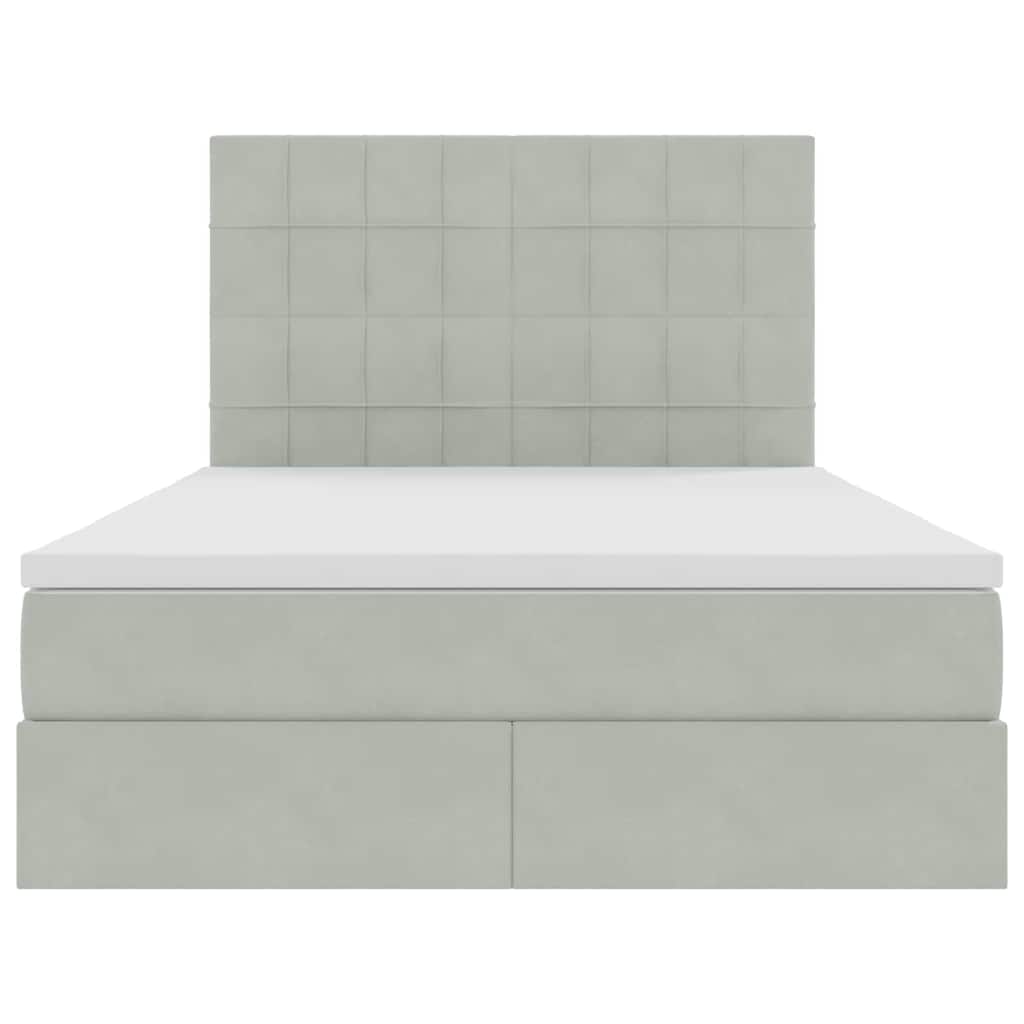 Lit avec rangement et matelas Gris clair 140 x 200 cm Velours - XIOS