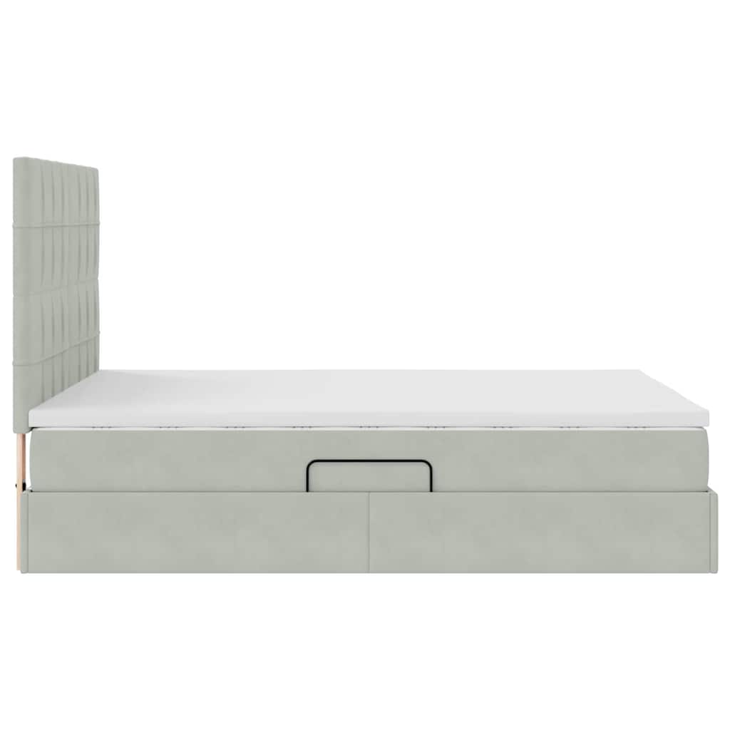 Lit avec rangement et matelas Gris clair 140 x 200 cm Velours - XIOS
