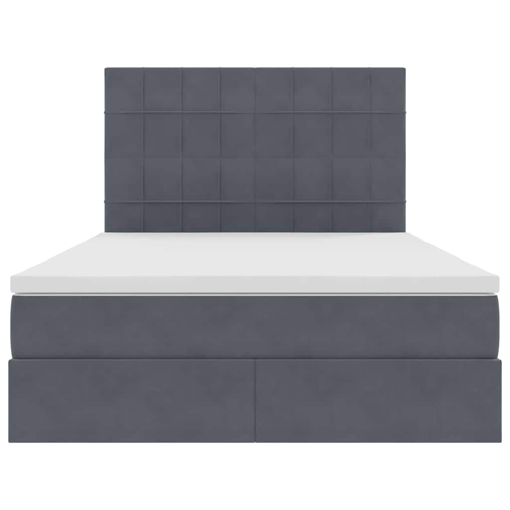 Lit avec rangement et matelas Gris foncé 140 x 200 cm Velours - XIOS