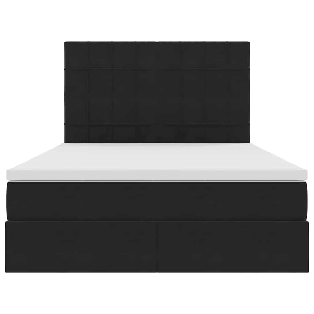 Lit avec rangement et matelas Noir 140 x 200 cm Velours - XIOS