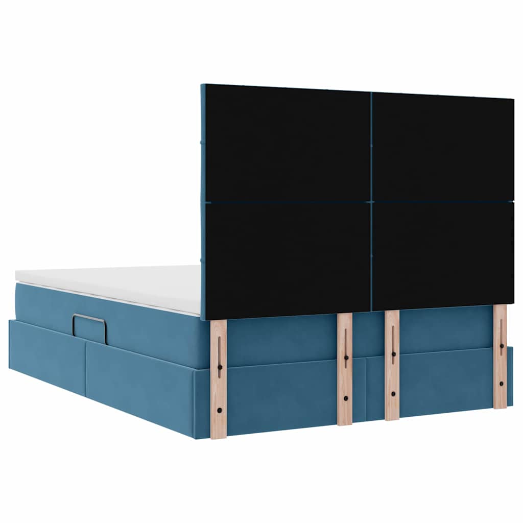 Lit avec rangement et matelas Bleu foncé 140 x 200 cm Velours - XIOS