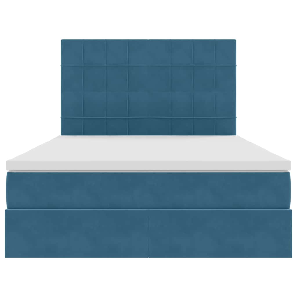 Lit avec rangement et matelas Bleu foncé 140 x 200 cm Velours - XIOS