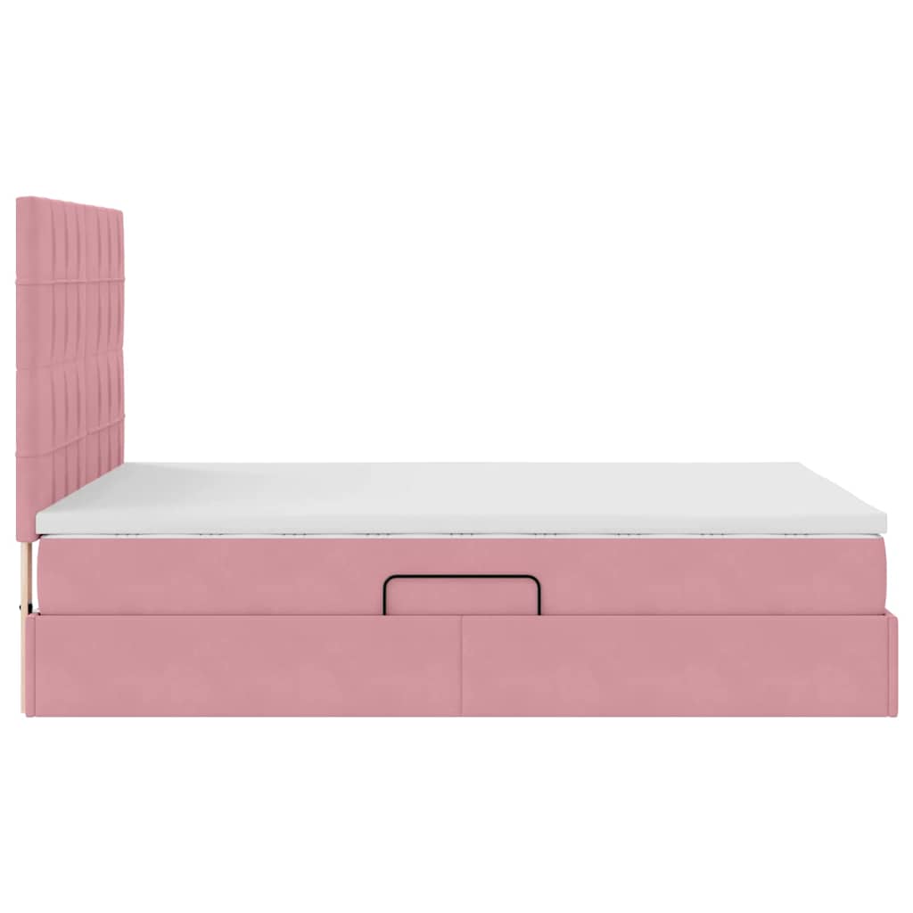 Lit avec rangement et matelas Rose 140 x 200 cm Velours - XIOS