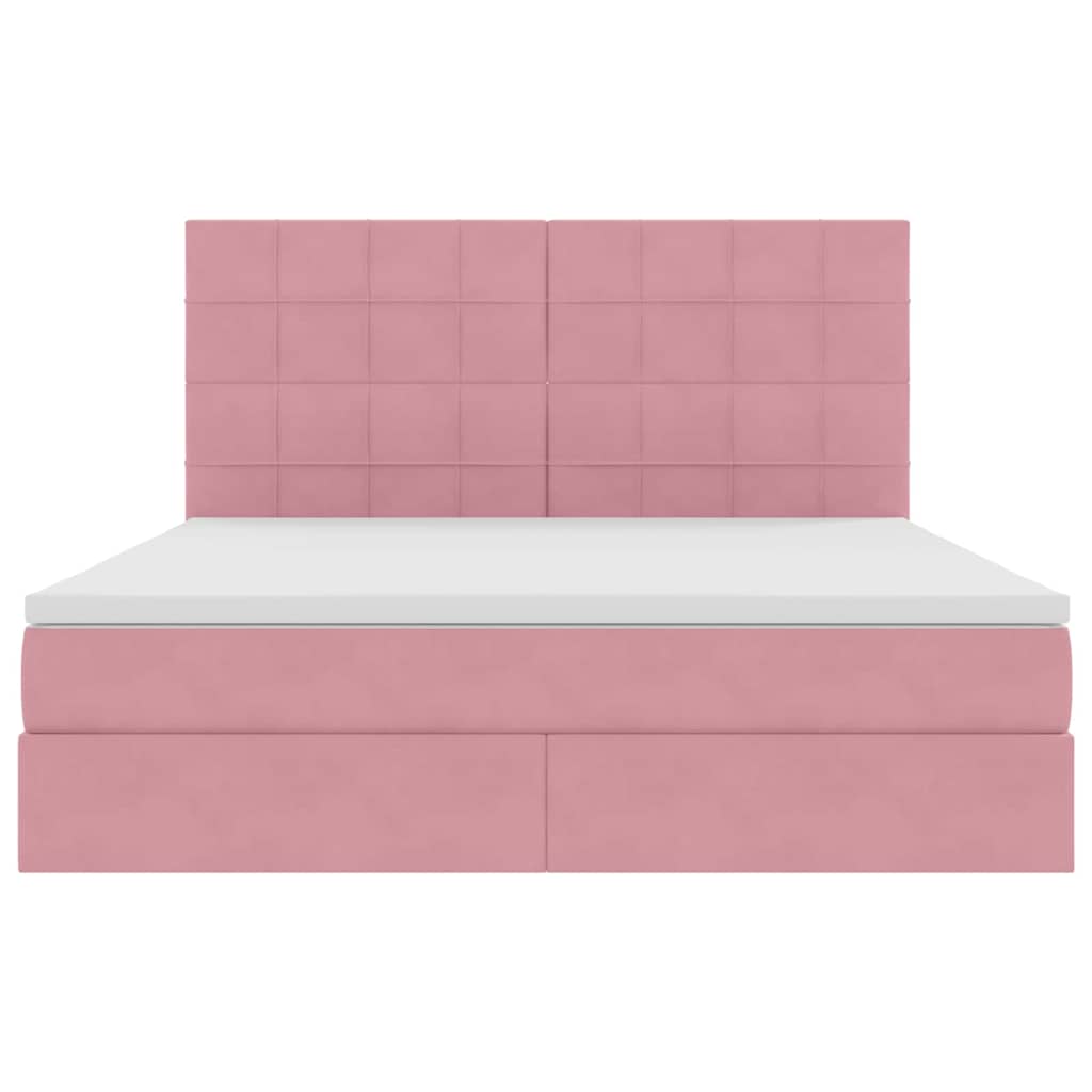 Lit avec rangement et matelas Rose 160 x 200 cm Velours - XIOS