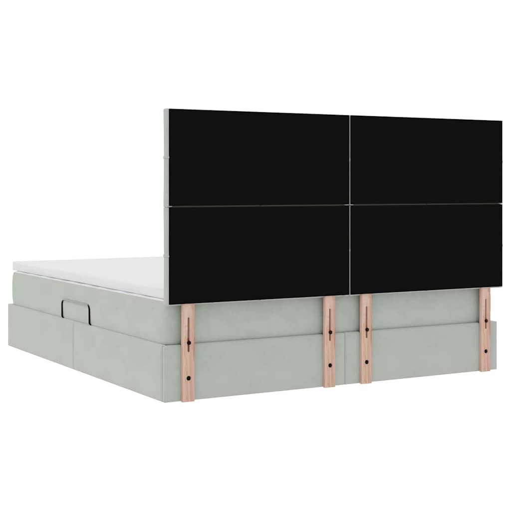 Lit avec rangement et matelas Gris clair 180 x 200 cm Velours - XIOS