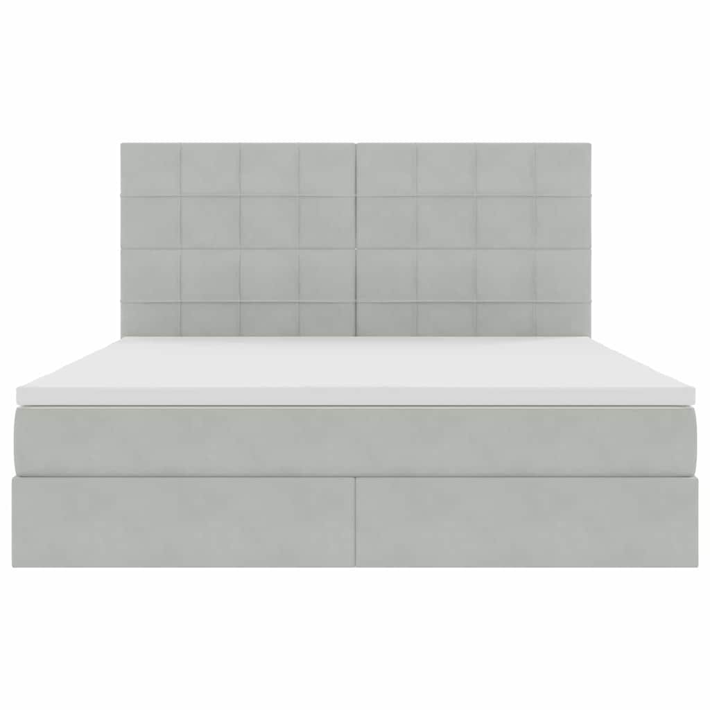 Lit avec rangement et matelas Gris clair 180 x 200 cm Velours - XIOS