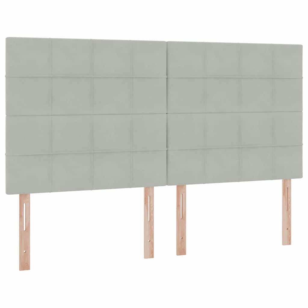 Lit avec rangement et matelas Gris clair 180 x 200 cm Velours - XIOS