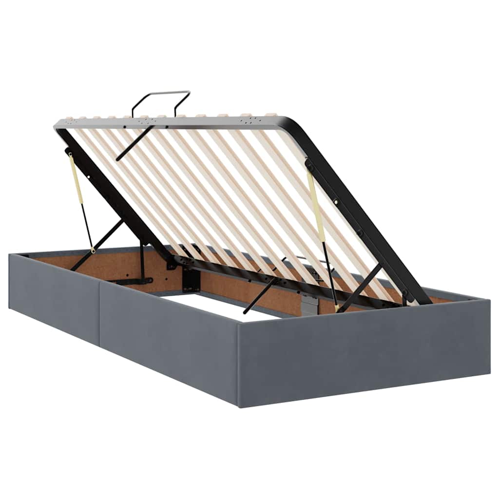 Lit avec rangement et matelas Gris foncé 90 x 190 cm Velours - XIOS