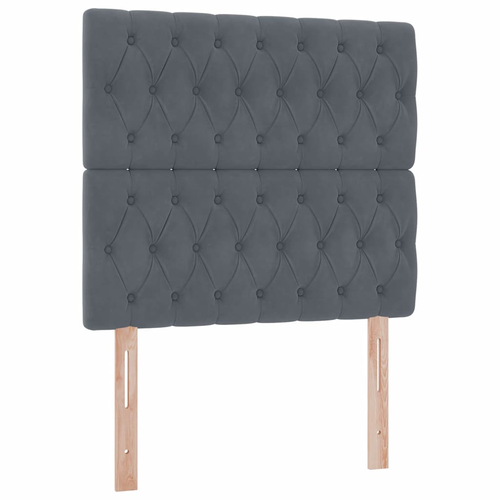 Lit avec rangement et matelas Gris foncé 90 x 190 cm Velours - XIOS