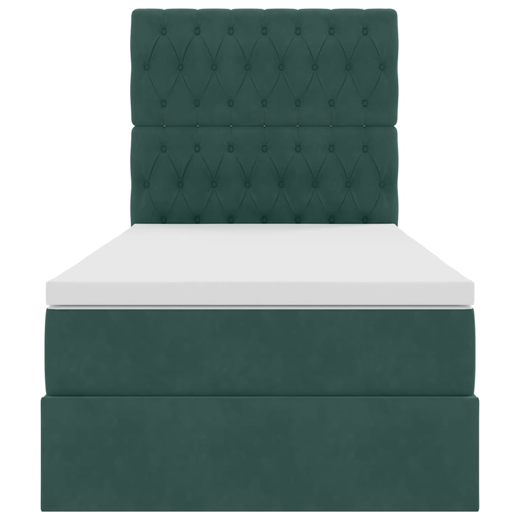 Lit avec rangement et matelas Vert foncé 90 x 190 cm Velours - XIOS