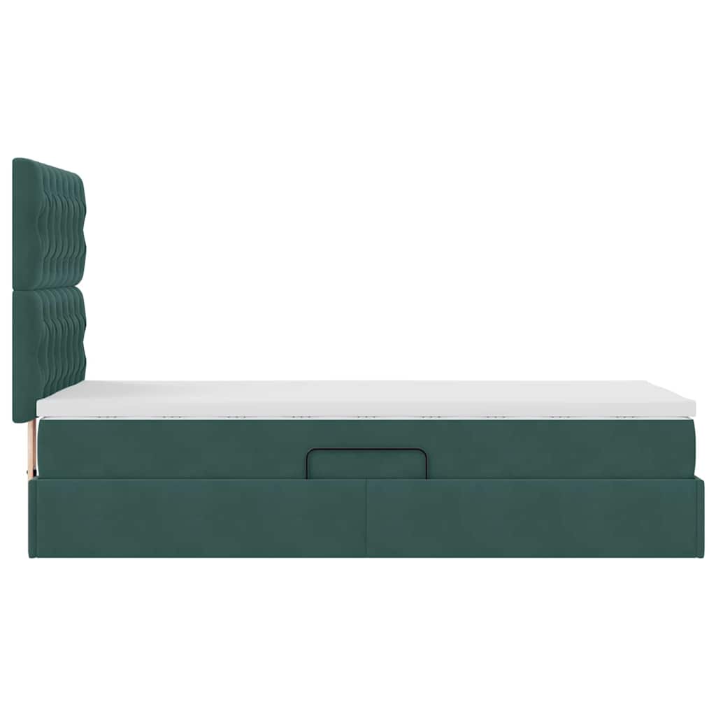 Lit avec rangement et matelas Vert foncé 90 x 190 cm Velours - XIOS