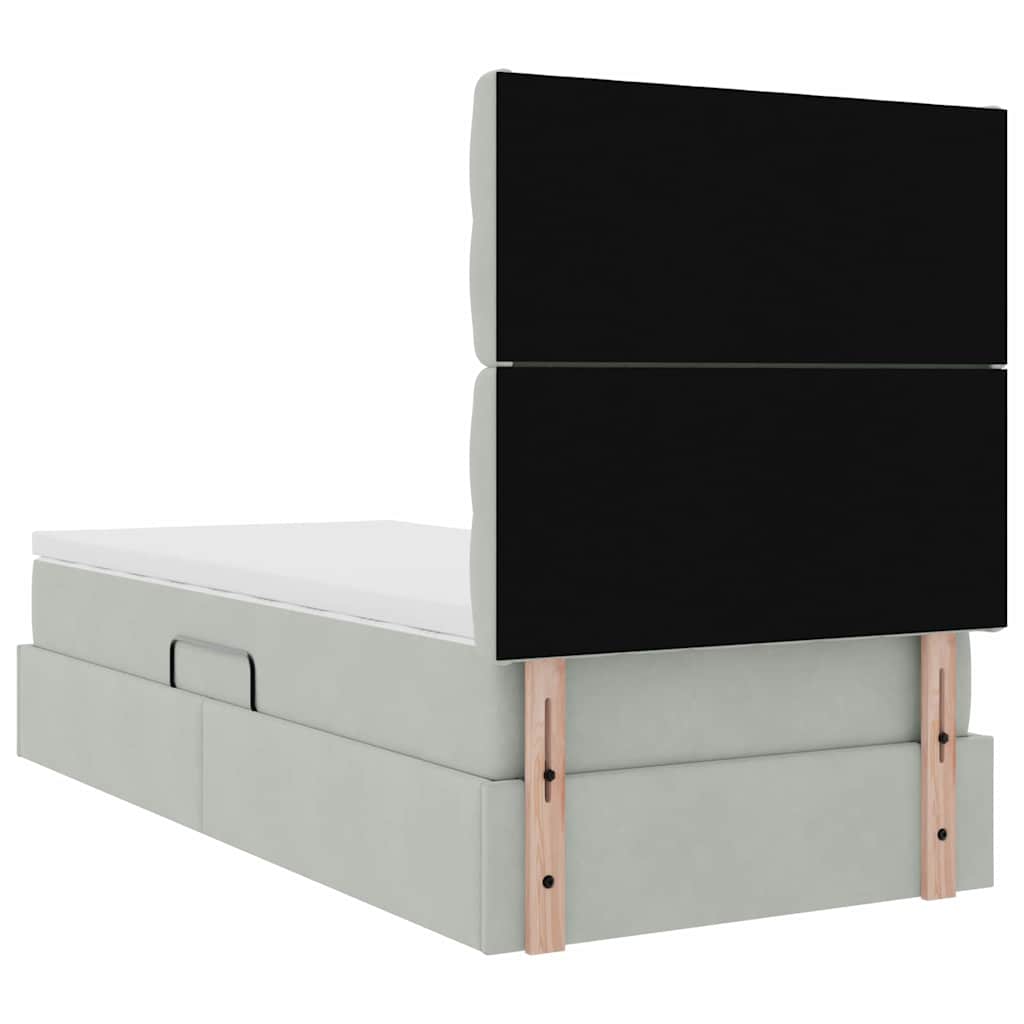 Lit avec rangement et matelas Gris clair 90 x 200 cm Velours - XIOS