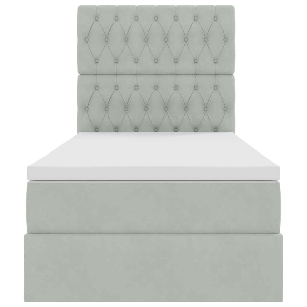 Lit avec rangement et matelas Gris clair 90 x 200 cm Velours - XIOS