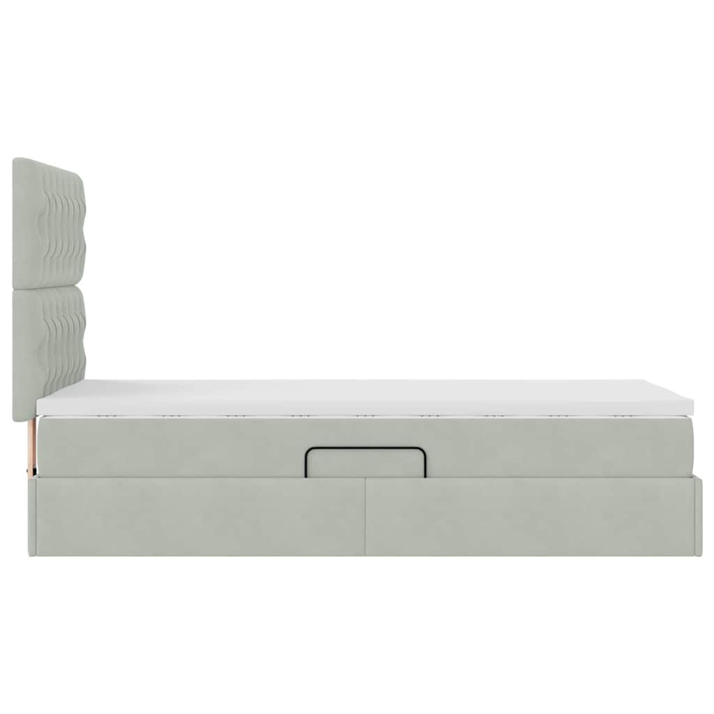 Lit avec rangement et matelas Gris clair 90 x 200 cm Velours - XIOS