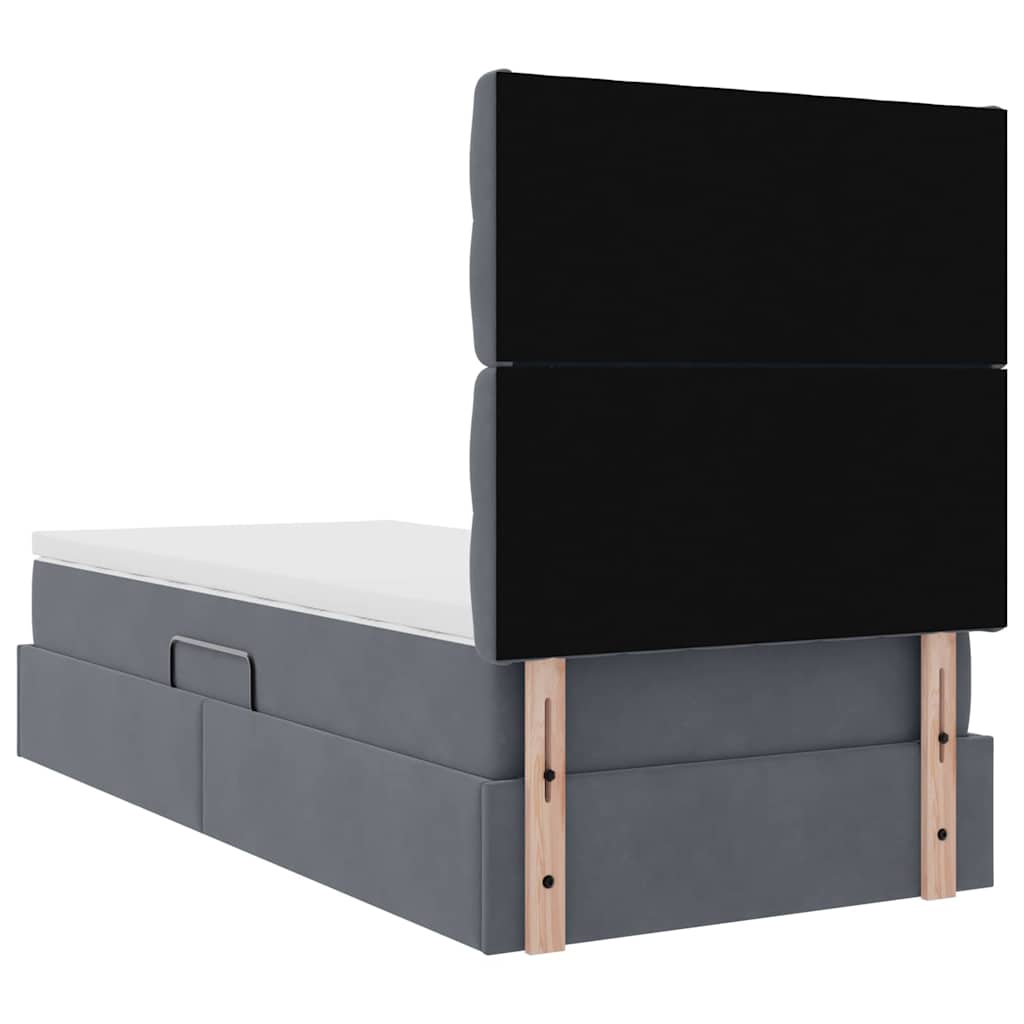 Lit avec rangement et matelas Gris foncé 90 x 200 cm Velours - XIOS