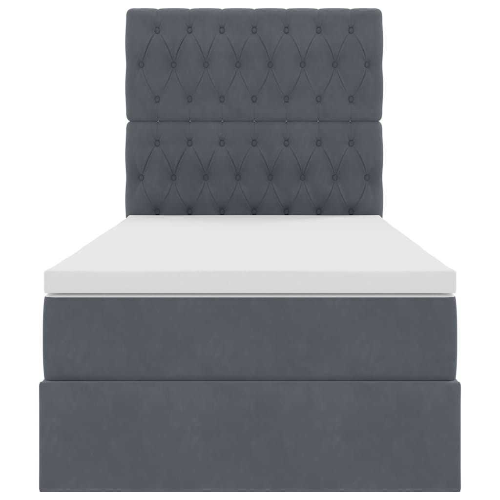 Lit avec rangement et matelas Gris foncé 90 x 200 cm Velours - XIOS