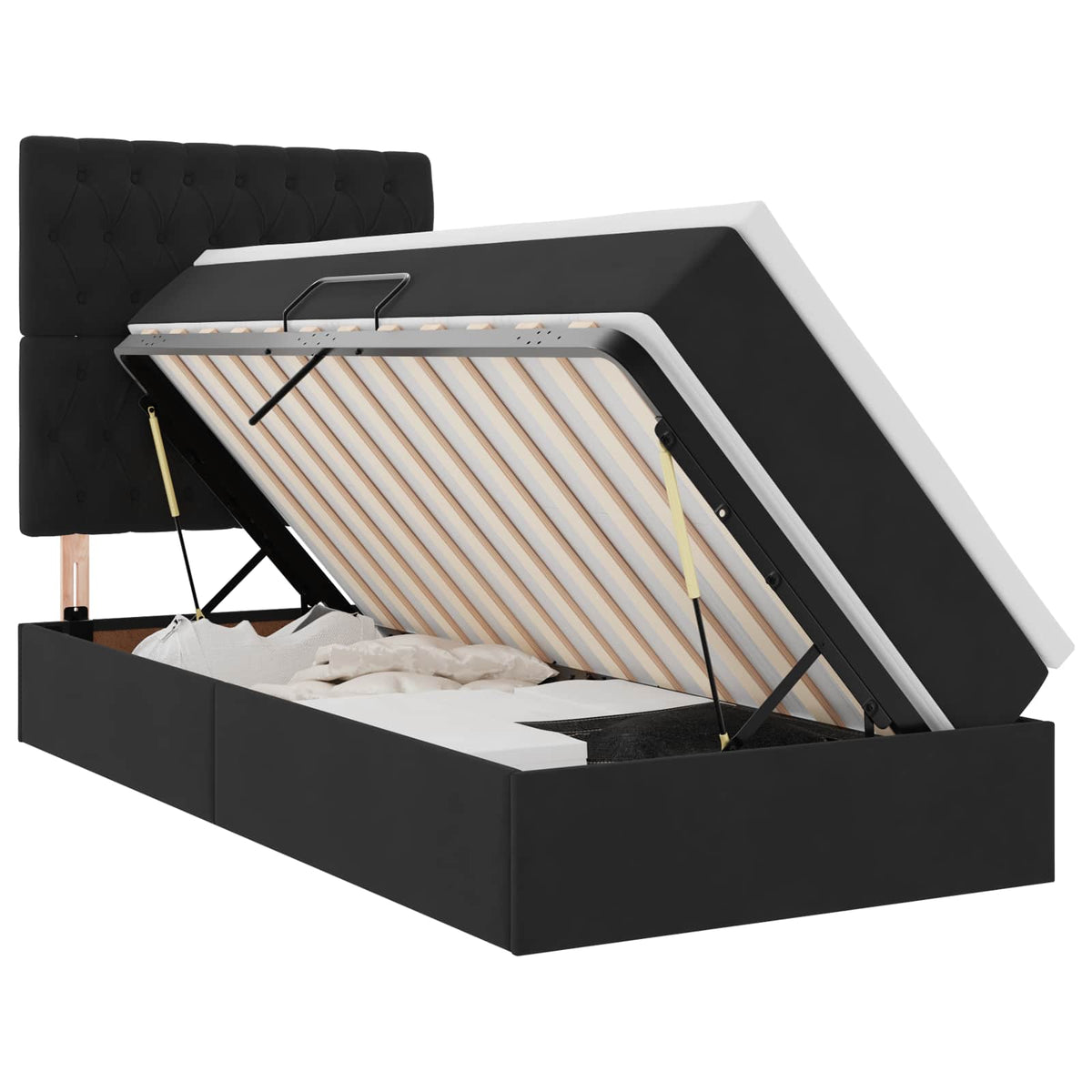 Lit avec rangement et matelas Noir 90 x 200 cm Velours