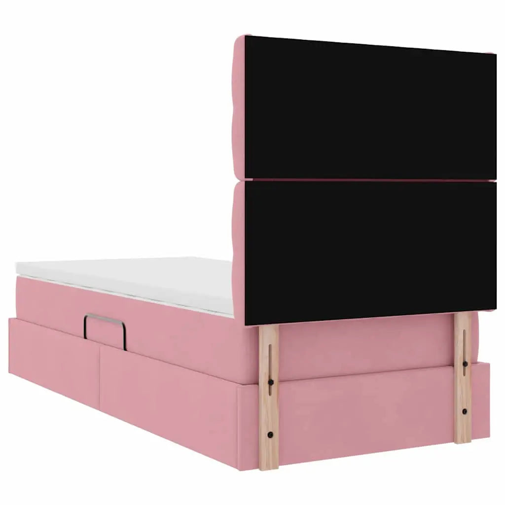 Lit avec rangement et matelas Rose 90 x 200 cm Velours - XIOS