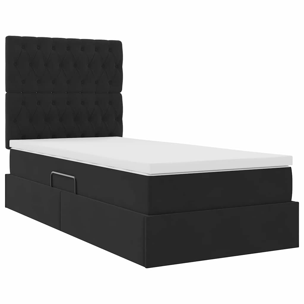 Lit avec rangement et matelas Noir 100 x 200 cm Velours - XIOS
